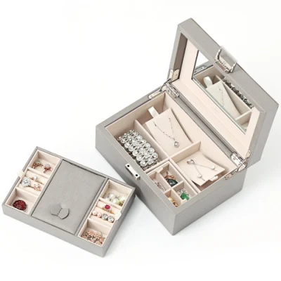 Boîte de collection de bijoux de voyage de luxe à extrémité élevé avec miroir
